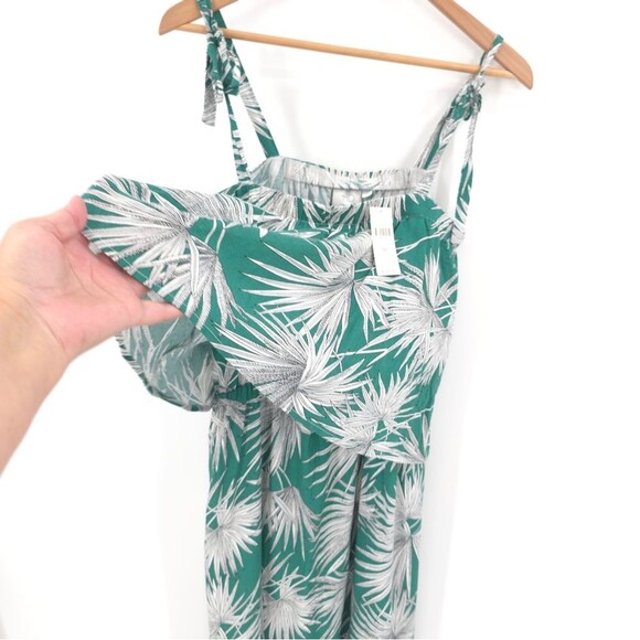 Anthro HD In Paris "Fanned Palm Dress" Palm Leaves Midi Tiered Rayon Linen NWT - Picture 5 of 12